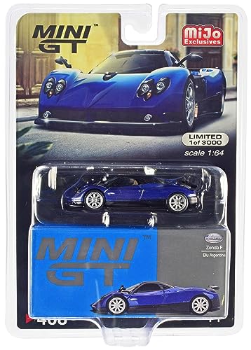 Pagani Zonda F Blu Argentina Blue Metallic with Black Top Limited Edition to 3000 Pieces Worldwide 1/64 Diecast Model Car by True Scale Miniatures MGT00408