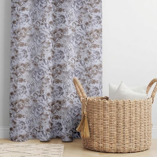 Image of LINENWALAS Cotton Sheer Curtains for Window - Light Filtering 6 Feet Set of 2, Aesthetic Cafe Curtain Floral Printed Drapes with Grommet Hanging - (L 6FT x W 4.5FT, Sand Stone)