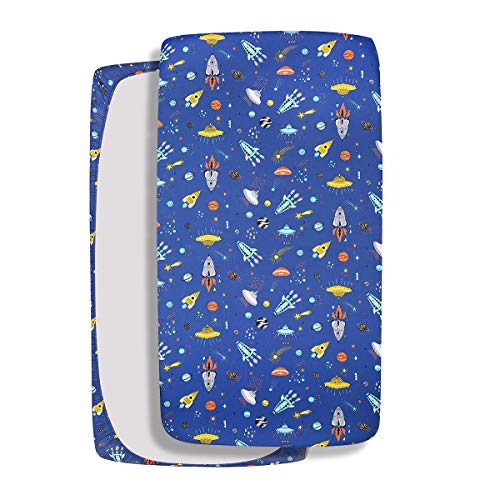 Image of Astronaut Space Galaxy Baby Crib Sheet - Fitted Toddler Sheet Polyester Baby Sheet for Standard Crib and Toddler mattresses Nursery Bedding Sheet Crib Mattress Sheets for Boys 1 Pack - by UOMNY
