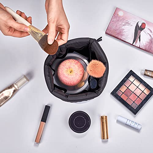 Ptonuic Starry Butterfly Travel Cosmetic Bag Drawstring Barrel Makeup Bag,Women&Girls Portable Foldable Case,Multifunctional Toiletry Bucket Bag Round Organizer Storage Pocket Soft Collapsible #TOP4