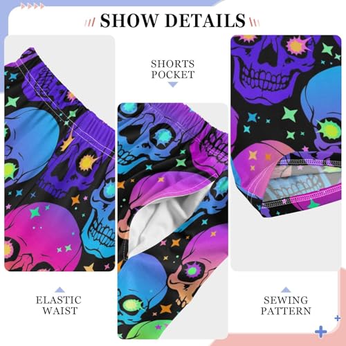 ZZXXB Galaxy Skull with Bright Eyes Boys Long Pants Soft Trousers Elastic Waist Kids Lounge Bottoms with Pockets S-XL4