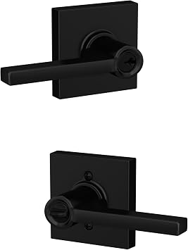 SCHLAGE Latitude Keyed Entry Door Handle, Reversible, Matte Black