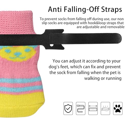 YAODHAOD Anti-Slip Dog Socks for Hardwood Floor, Dog Boots & Paw Protectors to Prevent Licking, Slipping, Grippers Traction Control Non-Slip Socks for Old Senior and Puppy Dog (Cute Bear Pattern, L) - Thumbnail 4