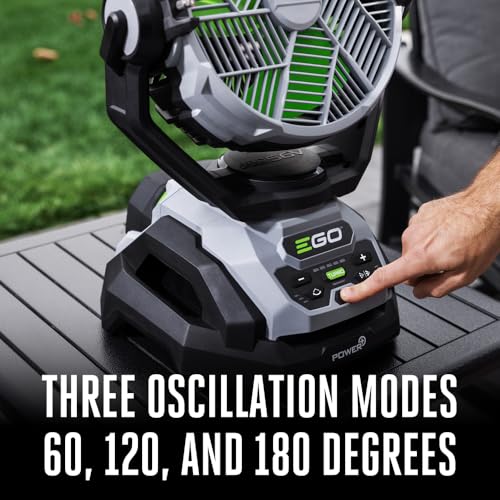 Image of EGO Power+ FN1000 10-Inch 1700CFM 20MPH Oscillating Misting Fan with 6 Speed Modes, 3 Oscillation Modes, 3 Misting Modes, Battery and Charger Not Included, Black