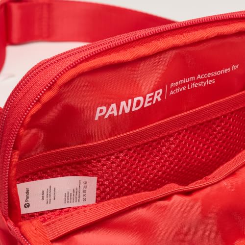Image of Pander Nylon Fanny Pack Belt Bag for Women with 5 Zipper Pockets, Red