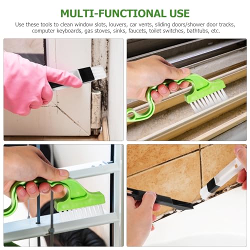 Image of 4 Pcs Window Track Cleaning Tools Set - Crevice Brushes for Efficient Cleaning of Window Grooves and Tight Spaces, Durable and Easy to Use