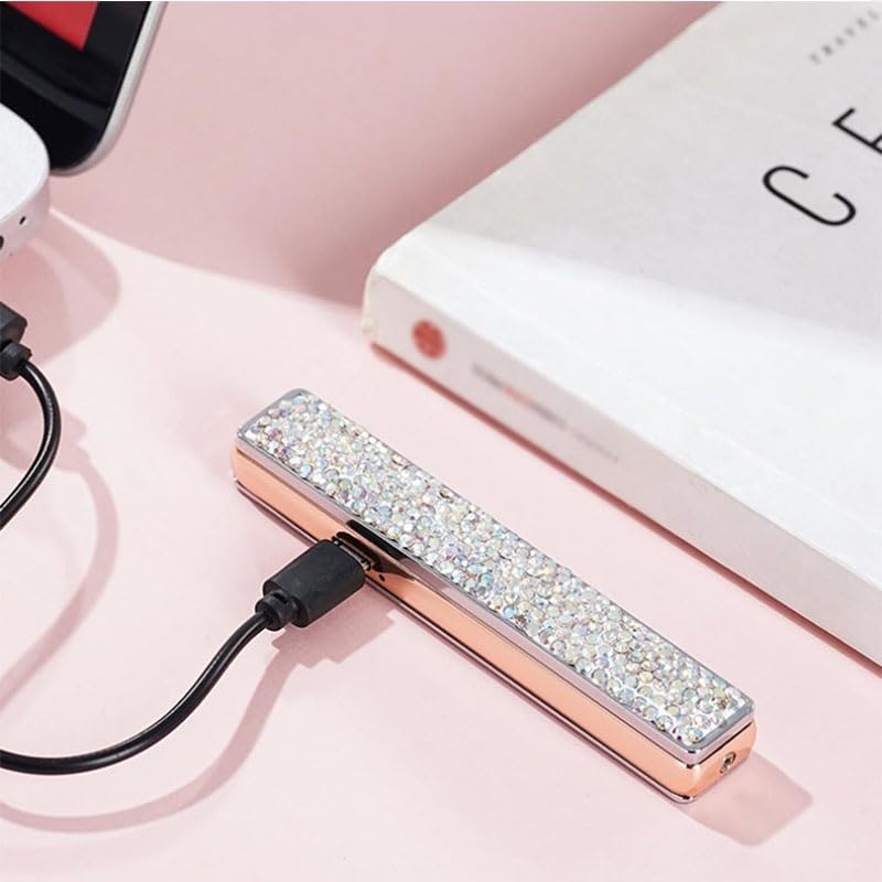 Encendedor eléctrico recargable tipo C con diseño rhinestone miniatura 5