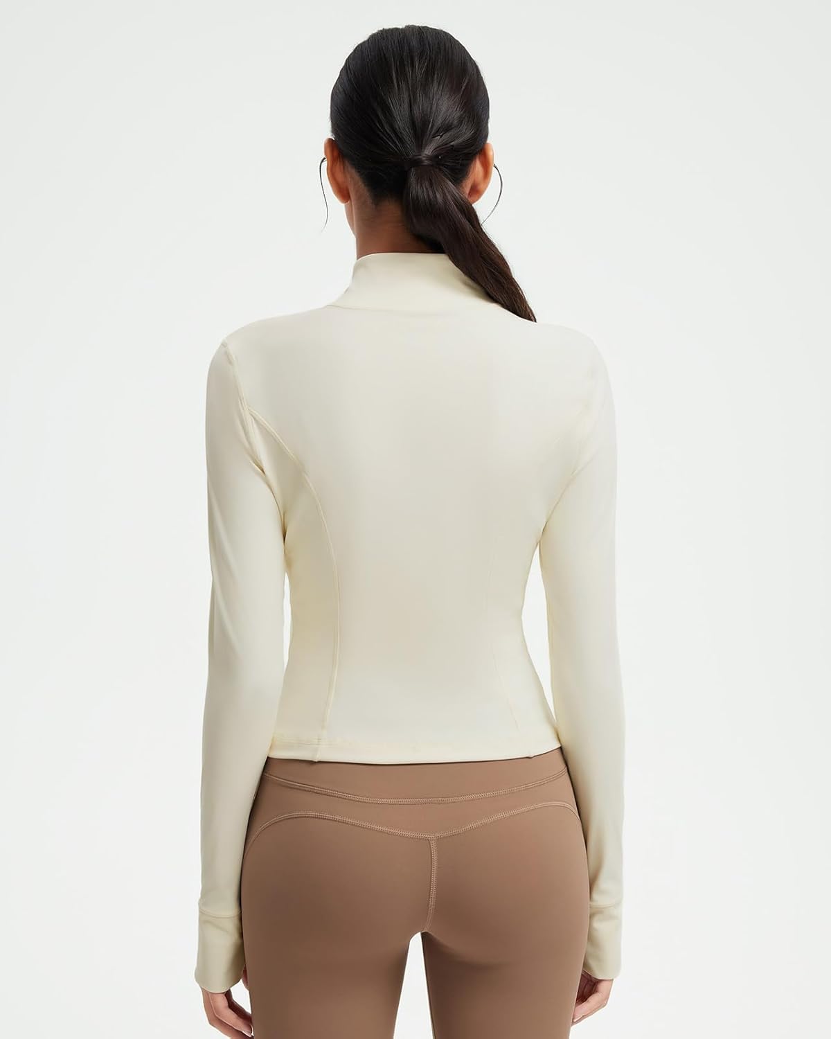 SUUKSESS Women Golden Full Zip Up Workout Cropped Jackets Lightweight Athletic Yoga Tops - Image 2