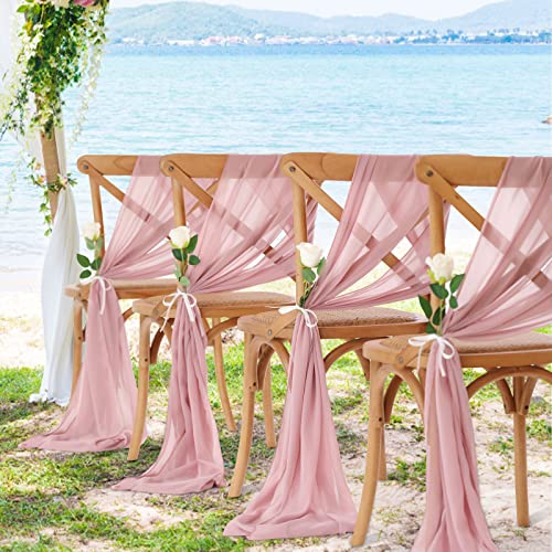 Dusty Rose Table Runner 10 Packs 14X120 Inches Rustic Valance Table Swags Bridal Shower Arch Draping Fabric Stair Bow Walkway To The Stage #TOP6