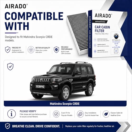 Image of Car Cabin Air Filter with Activated Carbon | AC Filter for Mahindra Scorpio CRDE | PM2.5 Dust Protection | Easy DIY Installation | Pack of 1