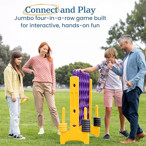 Image of ECR4Kids Jumbo 4-to-Score Giant Game with 42 Rings and Reset Sliders, Kids Games, Purple /Gold