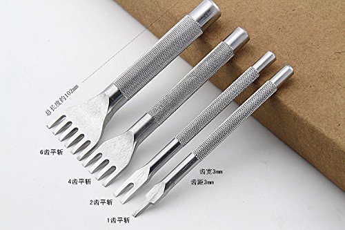 Gaosi Tools Stainless Steel 1 2 4 6 Prong Flat Chisel Leather Craft Tools Hole Punch Tool Set Diy. Lacing Stitching Chisel Punch Tool 3mm Width - Thumbnail 5
