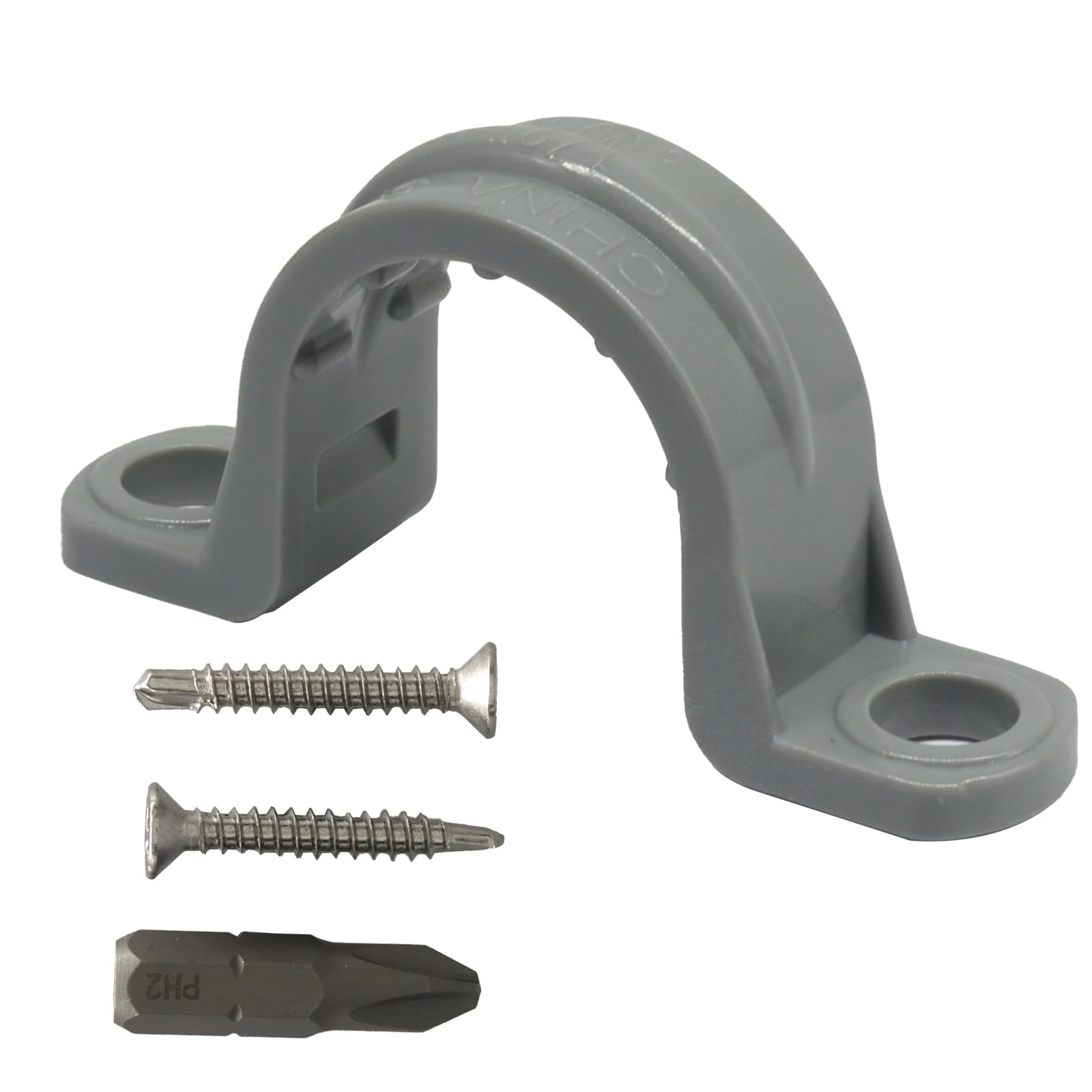 20Pcs 1/2 Inch PVC Pipe Straps, 2 Holes Conduit Strap Plastic Conduit Strap U Clip Mounting Bracket for PVC Pipes/Cables