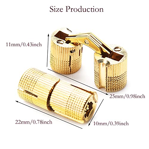 WTpin Pack of 4 Concealed Brass Hinges, Barrel Hinge Invisible, Cylindrical Brass Hinges - Image 2