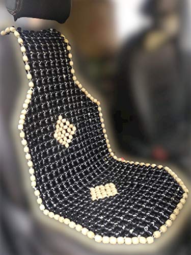 Image of Q1 Beads LDxBlack Bead Car Seat Wooden Cushion Cover pad in Acupressure Sitting for All The Cars /SUVs /Office Chair /Truck (1 Pack)