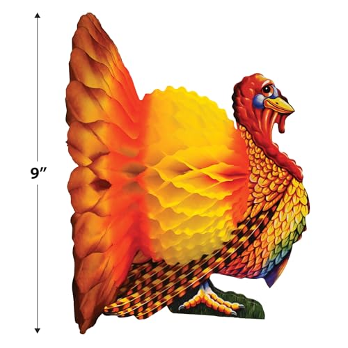 Image of Beistle 12-inch Tissue Turkey Centerpiece; 3 /Pack99066