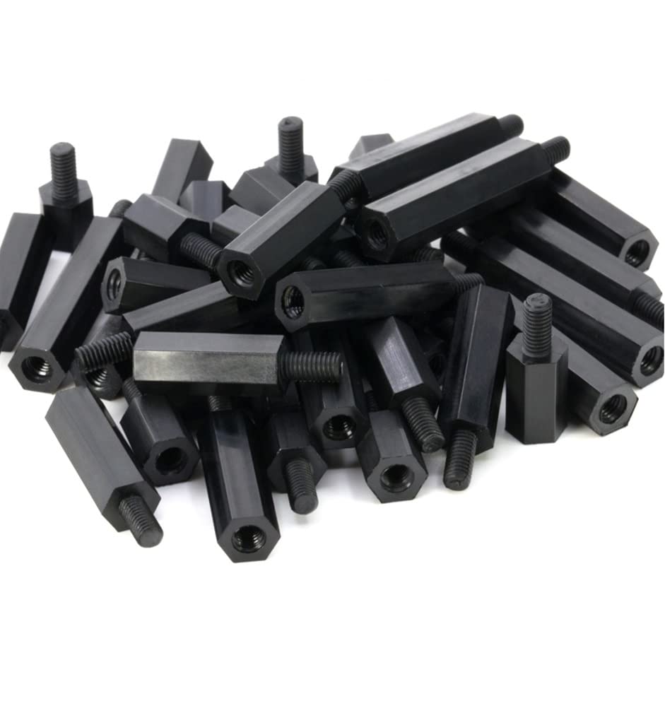 Maschio-femmina Distanziatori Distanziatore Esagonale in Nylon Nero M4*25+6mm,20 pcs