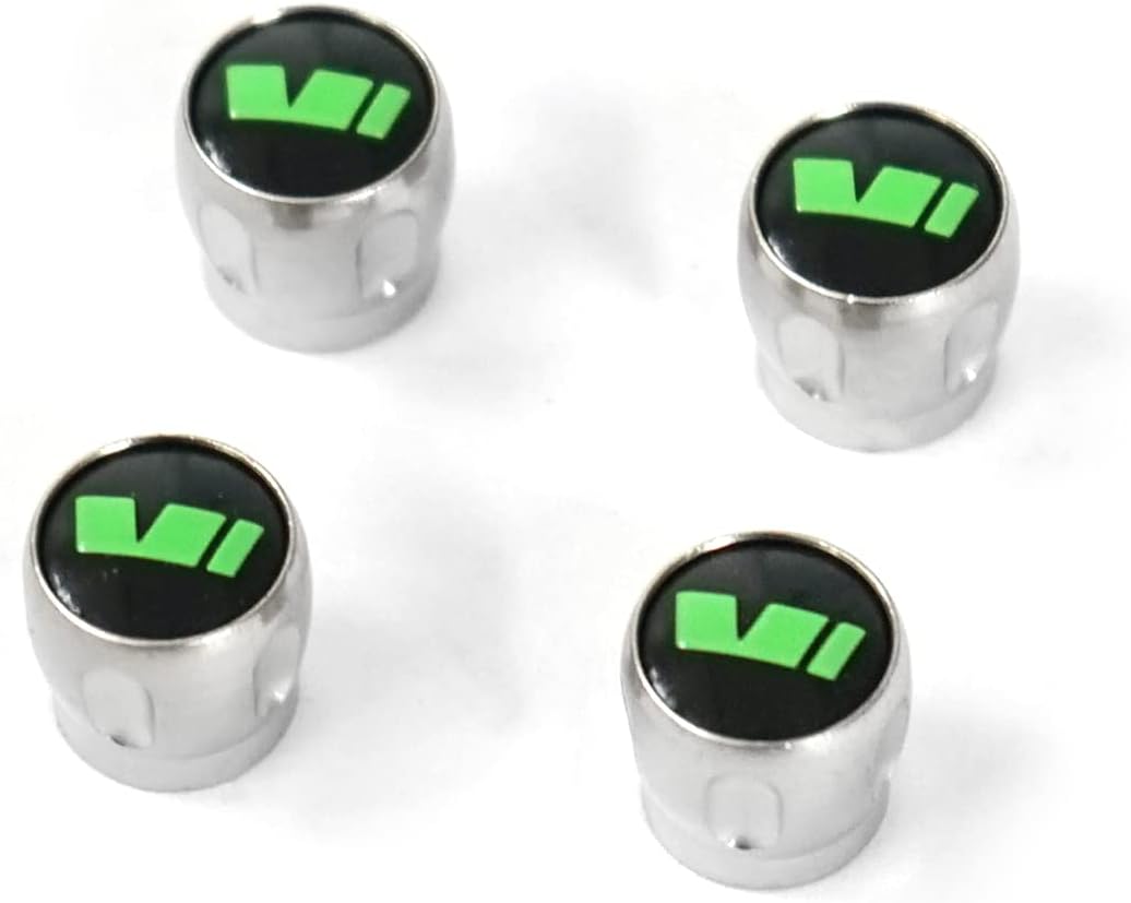 Skoda 000071215H Valve Caps Motorsport VRS Caps Tyre Valves Black/Green