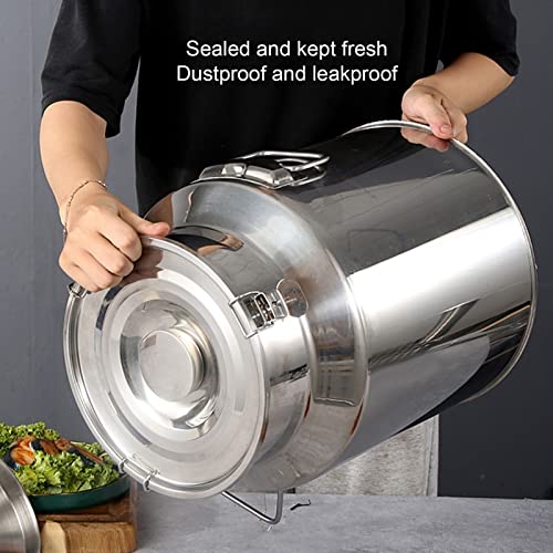 Airtight Food Storage Stainless Steel Milk Bucket Can with Sealed Lid Oil Barrel Tea Canister for Liquid Solid Container Storage Pails (Size : 35L)
