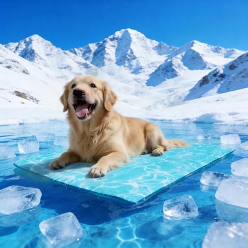 Pawtasy Dog Cooling Mat Durable Pet Cool Mat for Dogs, 100 x 60cm XL Non Toxic Gel Pressure Activated Self Cooling Pad for Large Dogs, Wear-Resistant Cooling Dog Bed for Large Crates and Car Travel