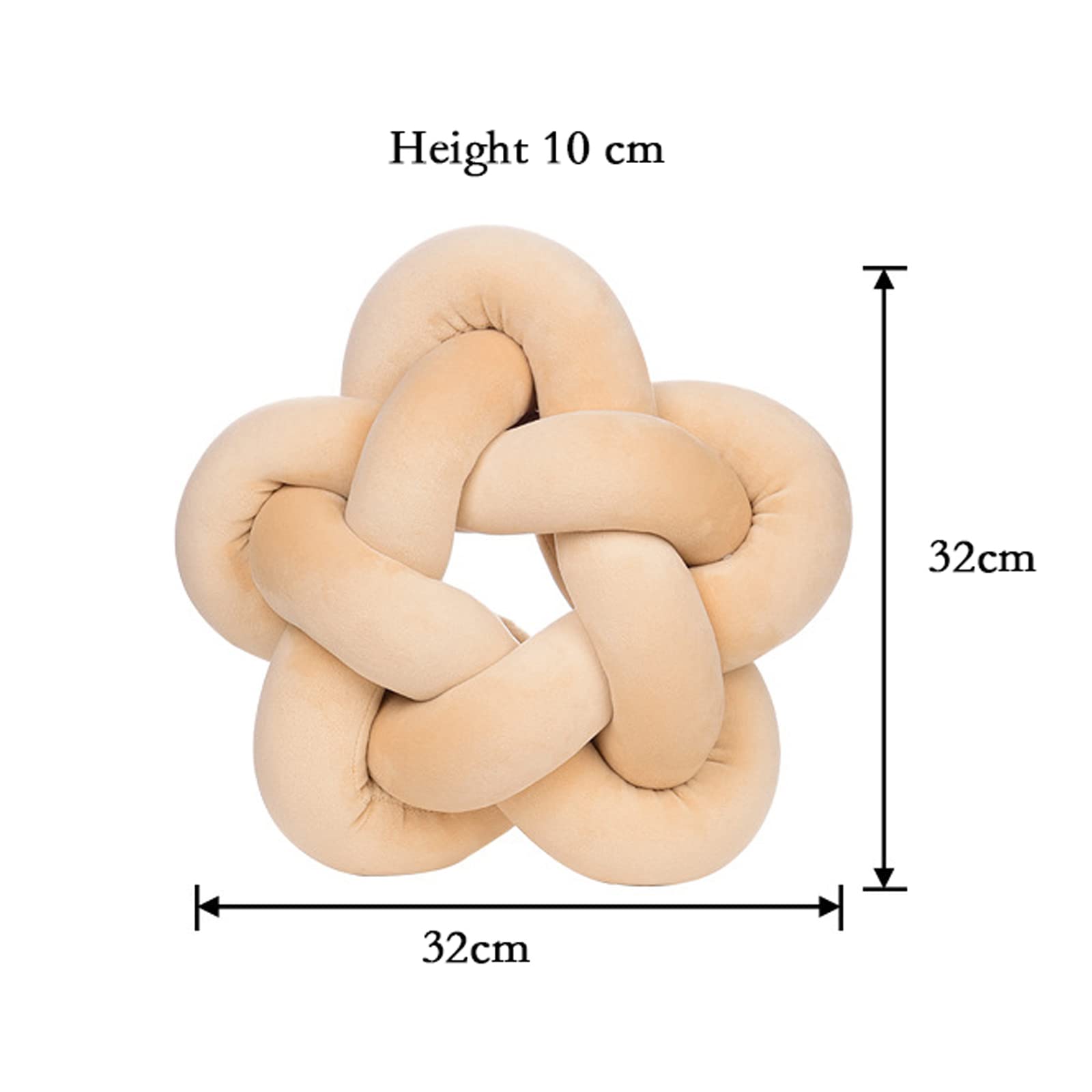 Noeud Coussin d'oreiller Oreiller À Noeud Rond Fait À La Main Noeud Boule Oreillers en Peluche Coussin Coussin en Peluche Coussins Tresse Décoratifs Noeud Oreiller,Light Khaki,32 * 32cm
