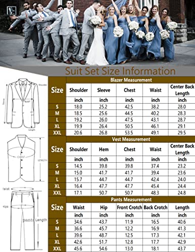 Coofandy Men’s 3 Piece Suits Big And Tall Dress Set Blazer Jacket Vest Pants Light Khaki #TOP5