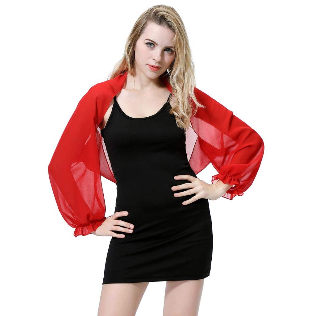 ATORSE Women Long Sleeve Chiffon Bolero Shrug Red Clothing Shoes & Accessories | Womens Accessories | Scarves & Wraps-picture-53
