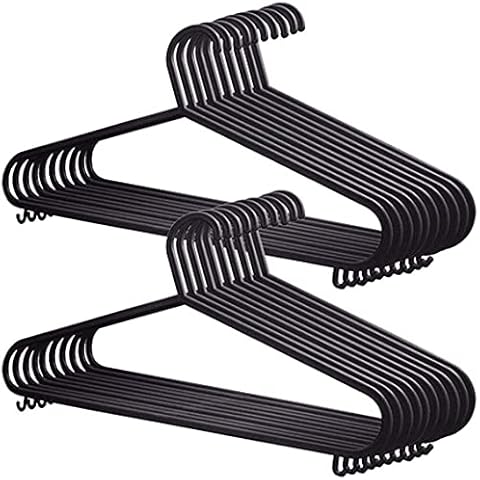 SPICOM 20 Pack Black Coat Hangers Strong Plastic Non-Slip Adult Clothes Durable & Space Saving with Suit Trouser Bar and Lips Suitable for Skirts Trousers Coats(20) Cover