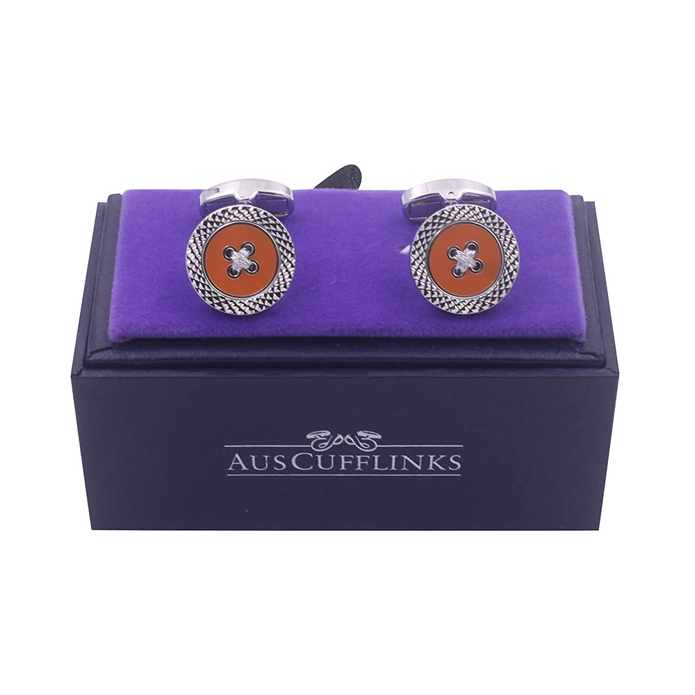 Boutons de manchette orange | Cadeau pour mari pour homme | Cadeau d'anniversaire pour papa