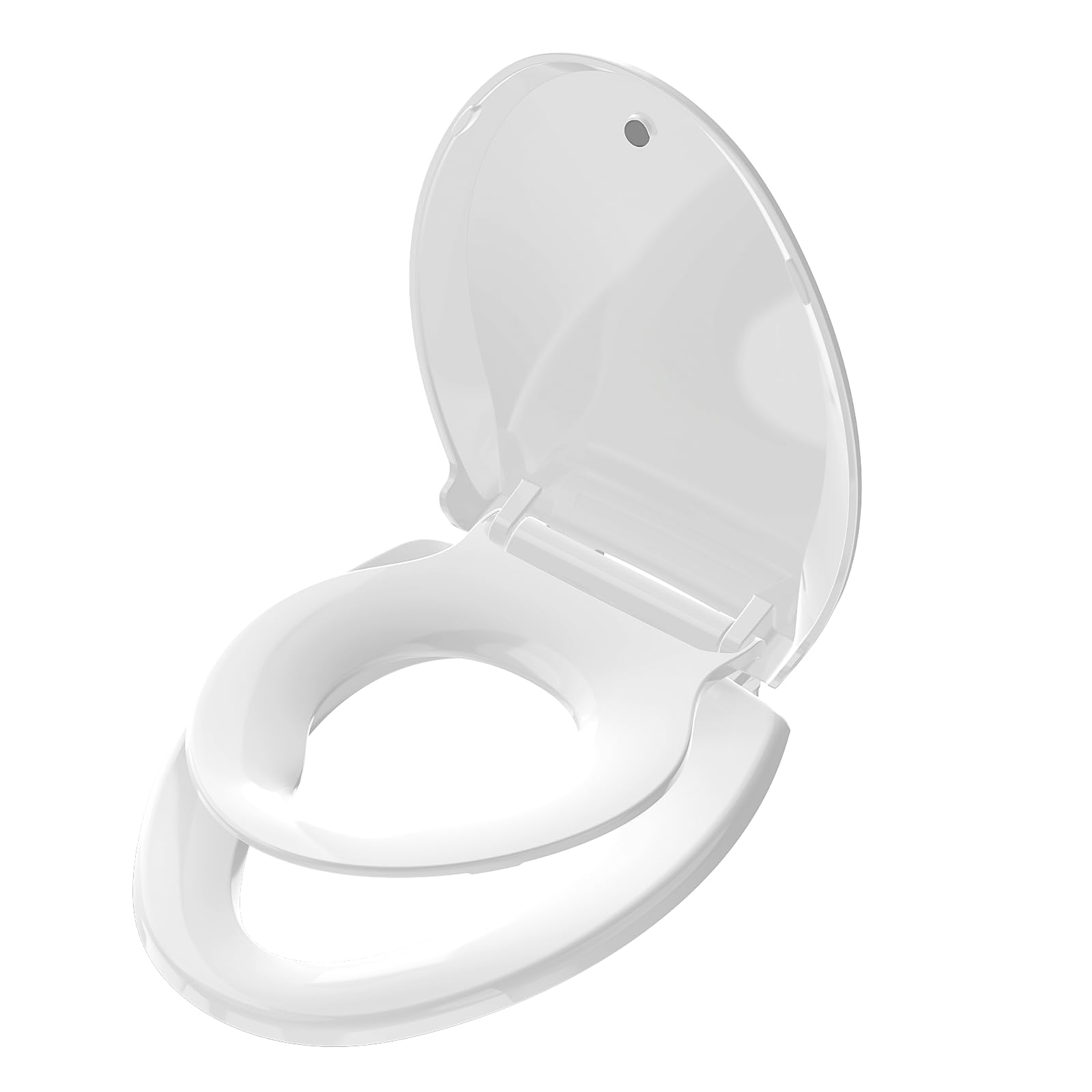 Aünsffer Familien-Toilettensitz, länglich, eingebauter Kleinkind-Töpfchentrainingssitz, Baby-Toilettendeckel, 2-in-1, sanft schließend, leise mit Magnet, leicht zu reinigen, PP-Material, sicher und