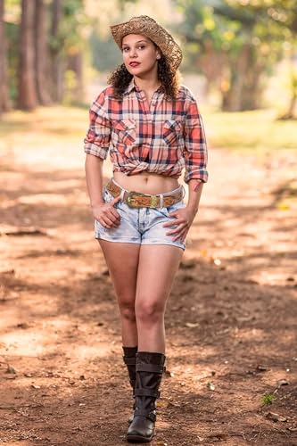 YCMI Womens Men Western Cowboy Belts Floral Engraved Engraved Buckle Adjustable Belt for Jeans Dress Skirt4