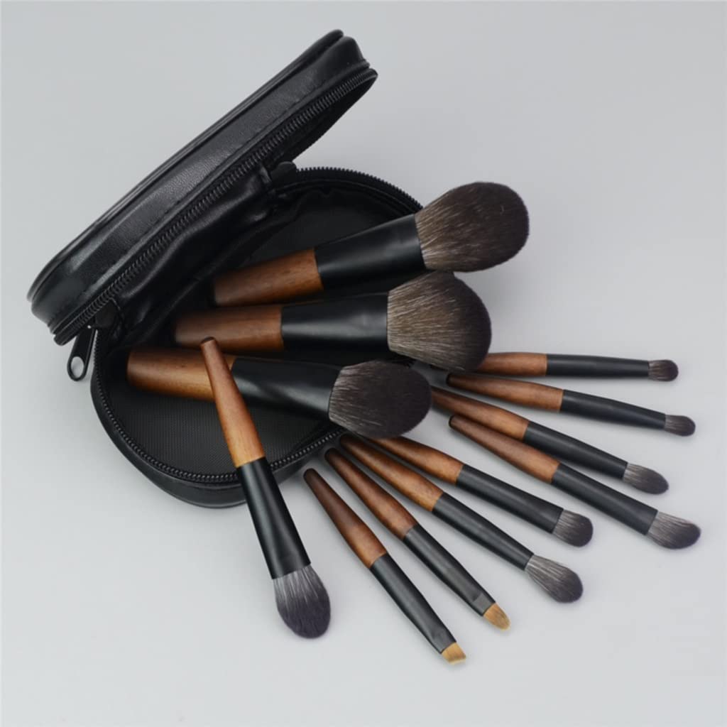 Mini Portatile 12 Set di pennelli per Trucco Pennello per Cipria in Polvere Pennello per ombretto Strumento di Bellezza