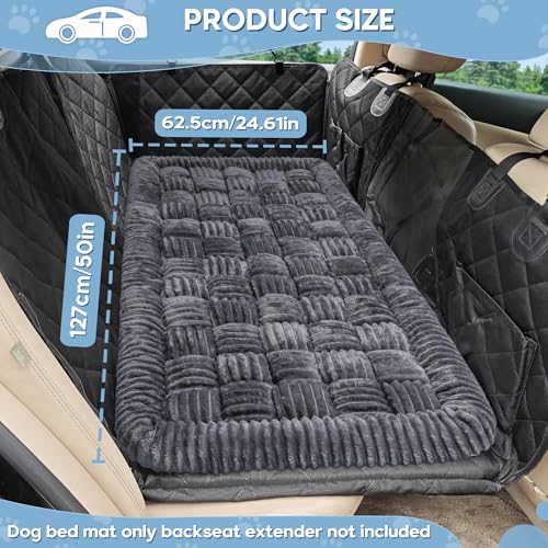 Loiion Hundebett Auto Rückbank, Weich Auto Hundebett, Hundematte Große Hunde, Autodecke Hund Rückbank, Hundematte rutschfest, Leicht zu Reinigen, Kratzfest und Komfortabel, 127×62.5cm, Dunkelgrau