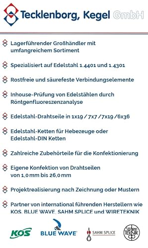 Ankerkette Tecklenborg Edelstahl V4A, 5 Meter kurzgliedrig