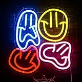 Smiley Leuchtreklame LED Schild Wand Dekor Lächeln Gesicht Leuchtschild USB Glücklich Gesichter Neonlicht Neon Sign für Schlafzimmer Kinder Zimmer Party Sign