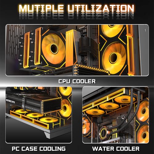 Image of 7 Pack 120mm ARGB PC Fans, 4 Forward+3 Reverse, PWM, 28 LED Black | 4 Forward & 3 Reverse Fans for PC Case, 4Pin PWM, 1550 RPM, 28 ARGB LED, Infinity Mirror Lighting, Ideal for Gaming & Cooling