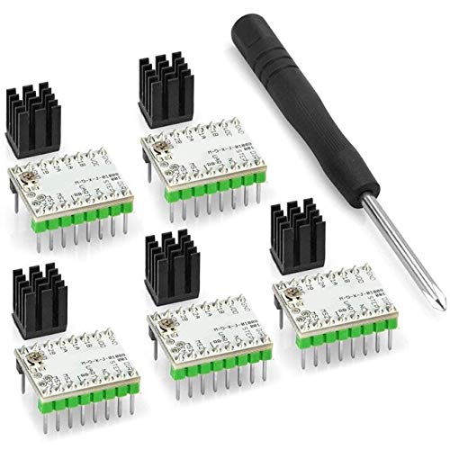 Lysee 3D Printer Parts & Accessories - 3D Printing Stepping Motor Driver Mute TMC2208 Motor Driver with Straight Inserter and Heat Sink (5Pcs) - (Color: White)