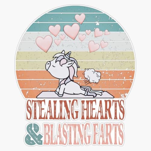 Pack of 4-3 Inch - Stealing Hearts and Blasting Farts Sticker - Vinyl Decal for Cars, Trucks, Windows, Laptops, Notebooks, Tumblers, Lockers, Skateboards, Water Bottles