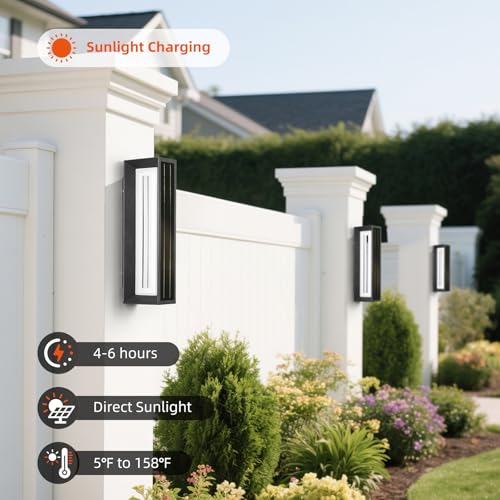 VZVI Solar Wall Lights Outdoor Waterproof, 20.5" 1 Pack Solar Wall Sconce Outdoor, 3000K Sconce Lights Modern Large Front Porch Light Fixture, Exterior Entrance Sconces Lighting for House Garage Patio — view 4