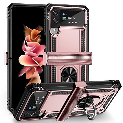 Protection charnière Galaxy Z Flip 4 coque antichoc rose avec bague de maintien