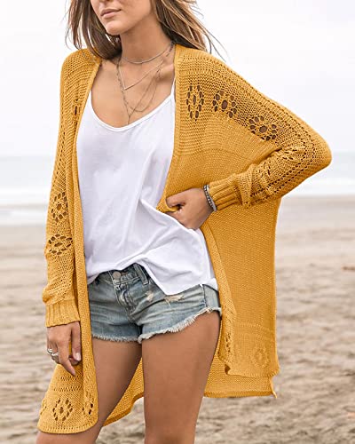 Image of Misassy Womens Open Front Knit Sheer Cardigans Summer Boho Lightweight Long Sleeve Kimono Long Sweater