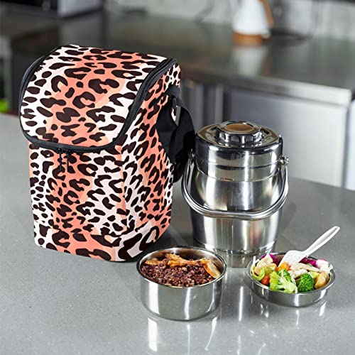 Lonchera grande portátil Leopard Print2 con asa bandolera para llevar recipientes 7
