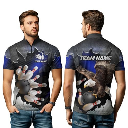 Eagle American Flag Bowling Shirt for Men Women Custom Bowling Jersey Patriotic Bowling Polo Team Bowling Quater Zip Shirts2