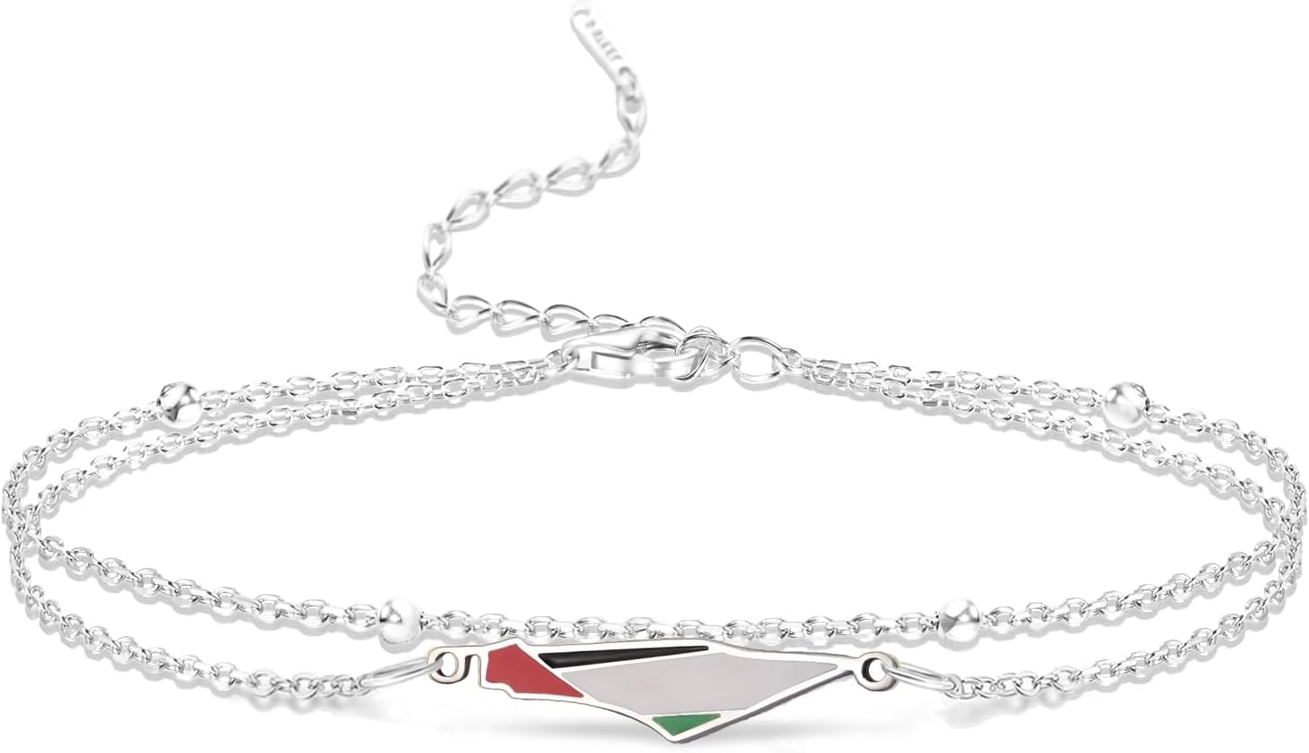 Palestine Bracelet for Men and Women Palestine Map Country Flag Handmade Adjustable Braided Rope Bracelet Stainless Steel Braided Rope Bracelet Patriotic Jewelry