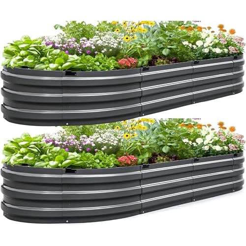 KING BIRD Raised Garden Bed Kit 2025 Upgraded Quick-Setup Galvanized Planter Garden Box Outdoor for Gardening, Vegetables, Flowers, 74x36x12 in, Dark