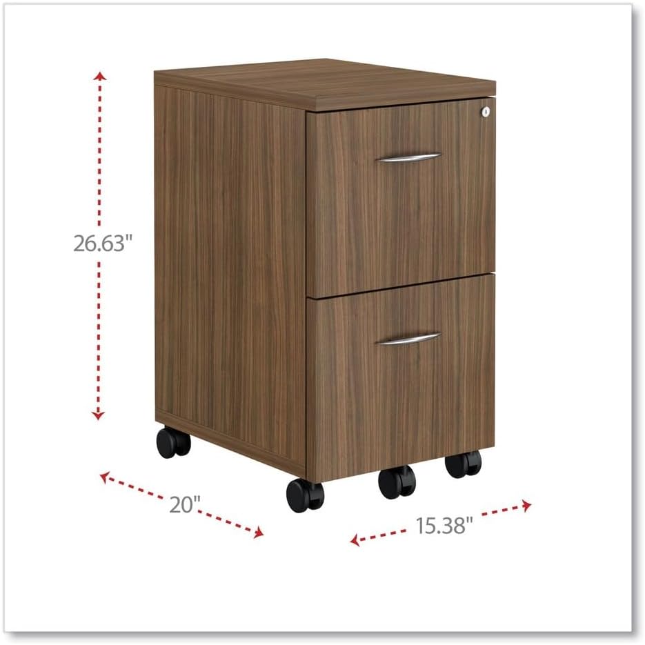 Alera Alera Valencia Series Mobile Pedestal, Left Or Right, 2 Legal/Letter-Size File Drawers, Modern Walnut, 15.38" X 20" X 26.63"