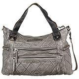 taschendieb wien  Taschendieb Wien Leder Handtasche Schultertasche Handbag Tasche TD0648, Farbe:Grau