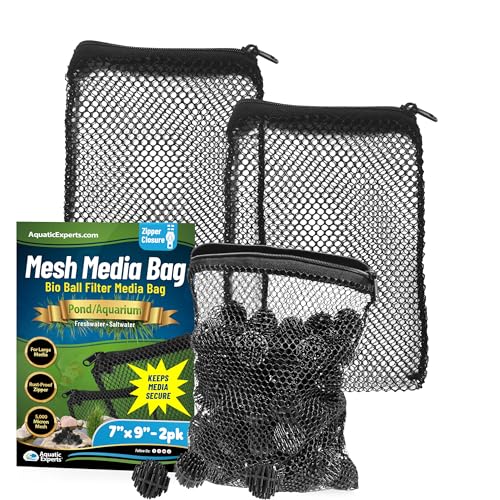 Aquatic Experts Mesh Media Bags Large Hole 1/8 Mesh with Rustproof Plastic Zipper for Bio Balls & Large Filter Media (7 x 9 2 Pack)