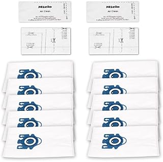 I-clean Replacement Miele Classic C1 / Complete C3 Canister Vacuum Cleaner Bags,10 Packs AirClean 3D Efficiency GN Dust Bags,with 2 Motor Protection Filter, 2 AirClean Filter