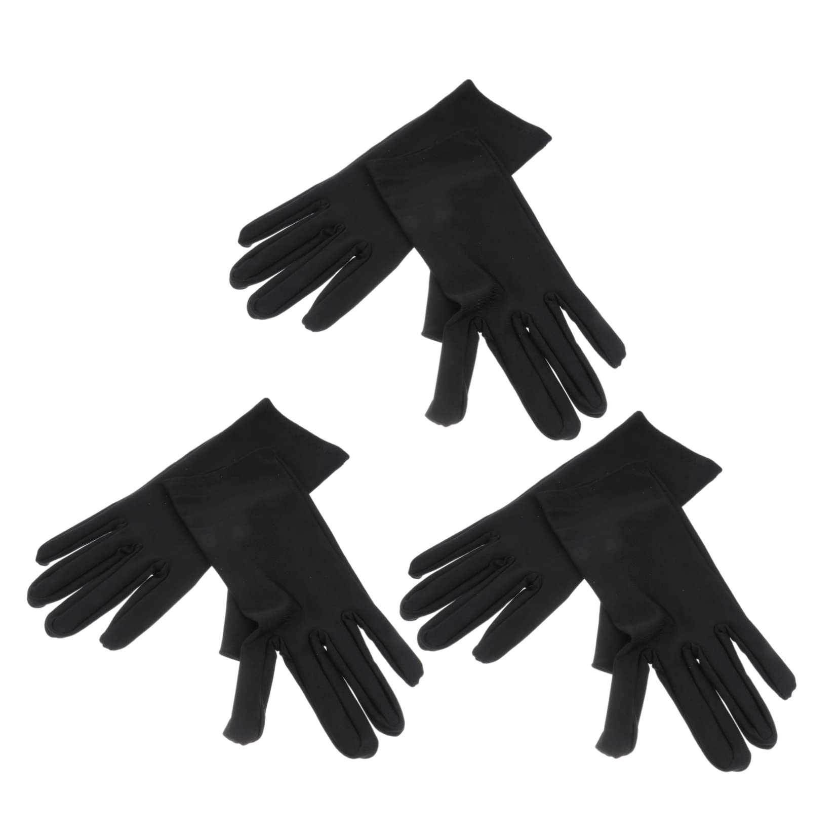 Housoutil 2sets Black Fabric Gloves Hands Stretchy Jewelry Gloves for Etiquette Elastic 3pairs*2
